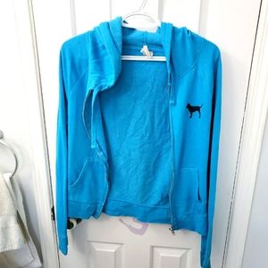 Pink light blue zip-up jacket